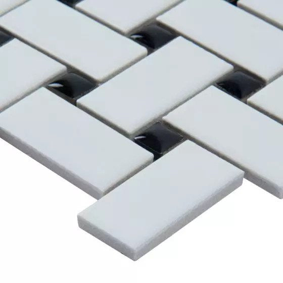 Retro Weave Bianco 11.73X11.73 Porcelain Mosaic, 15 Sheets