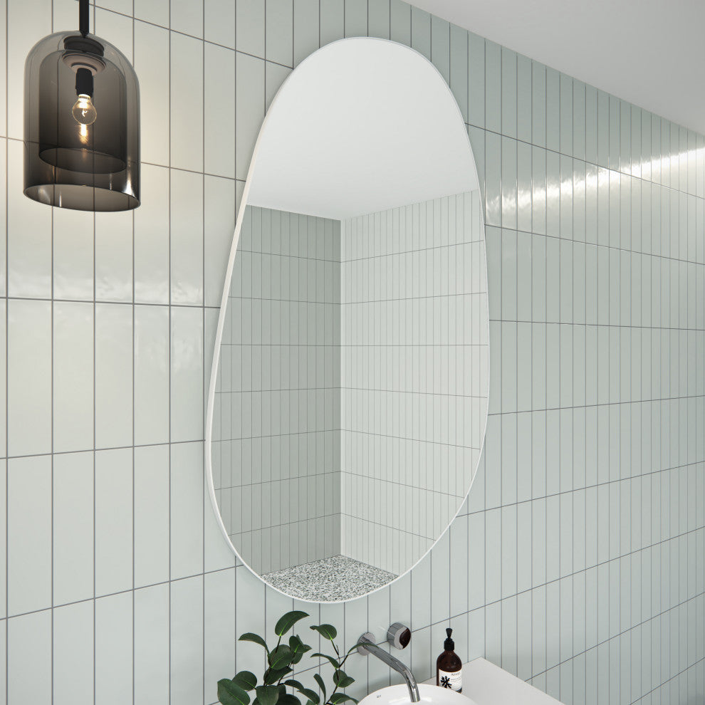Starla 36 in. x 59 in. Pebble Mirror, White