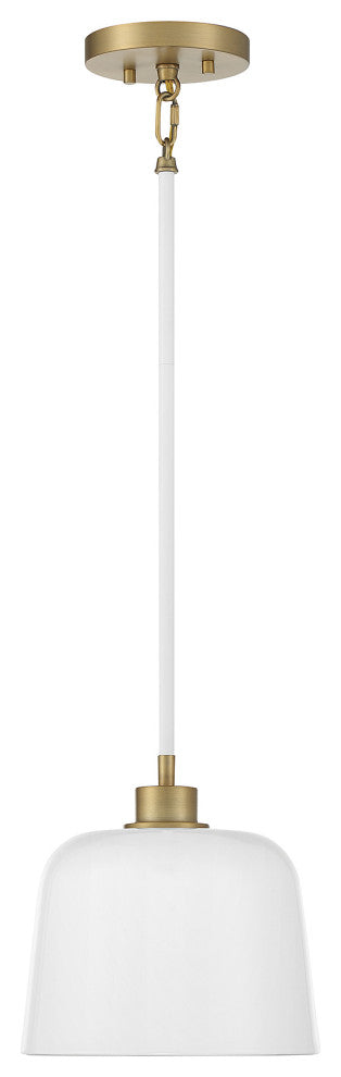 1-Light Pendant, Matte Black With Natural Brass, White With Natural Brass