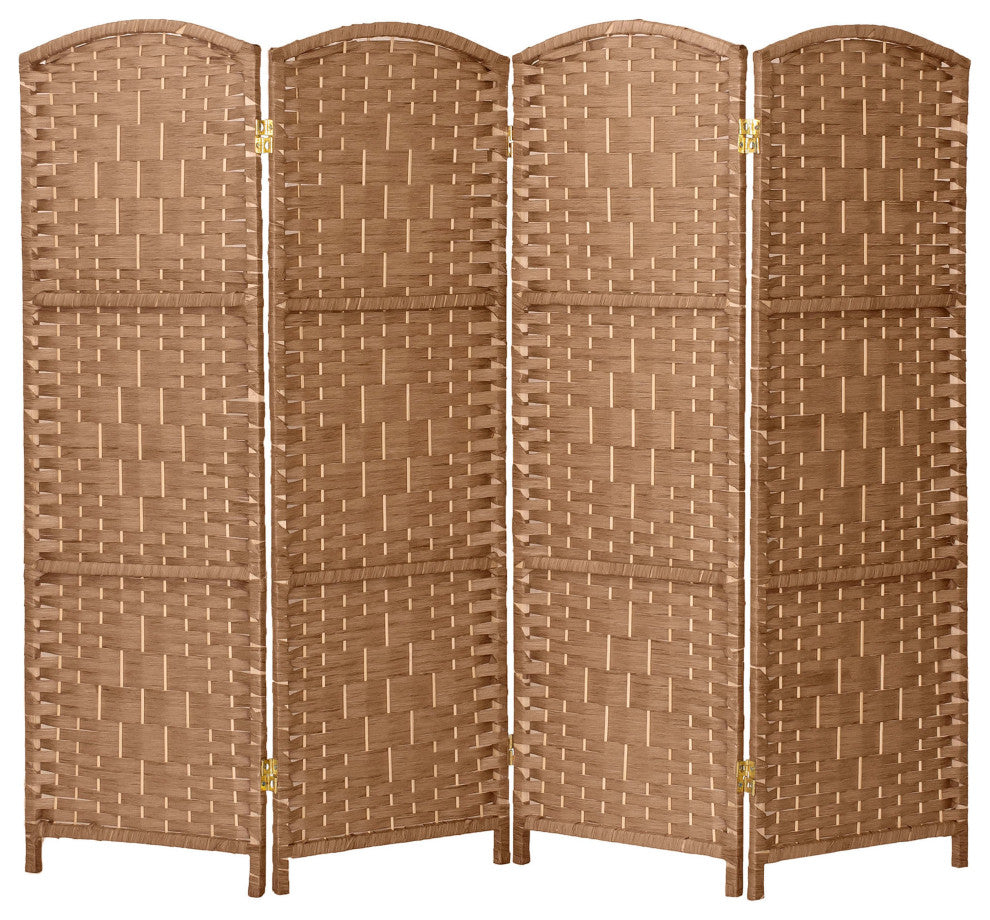 4 ft. Short Diamond Weave Fiber Room Divider Natural 4 Panel
