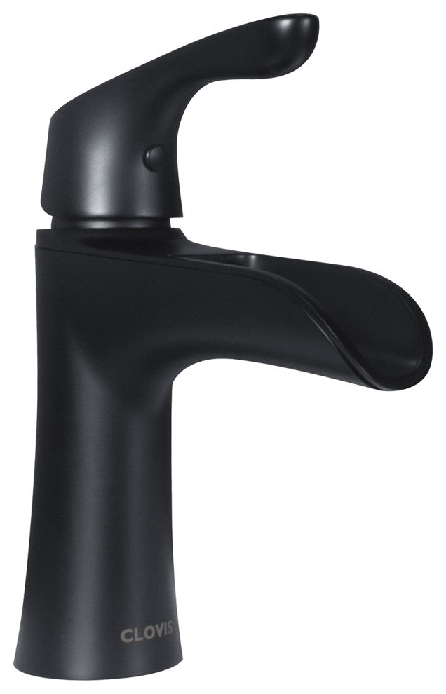 Waterfall Single Handle Single Hole Bathroom Faucet With Pop Up Drain Assembly, Matte Black