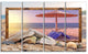 "Framed Beach Sunset" Seashore Art Canvas Print, 4 Panels, 48"x28"