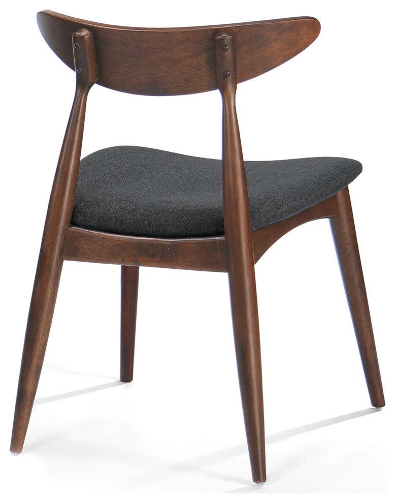 GDF Studio Issaic Mid Century Design Wood Dining Chairs, Set of 2, Charcoal/Walnut