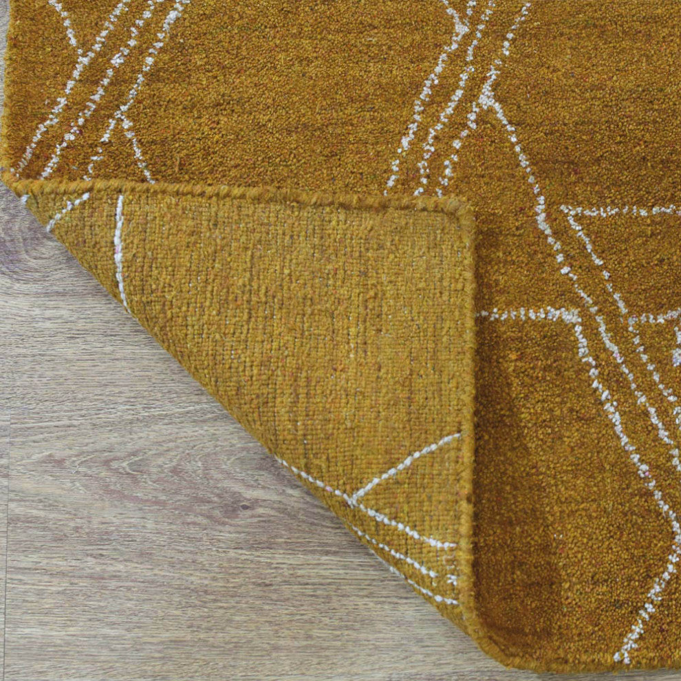 HAND KNOTTED LOOM SILK ECO-FRIENDLY RUGS-5'x8',Rectangle,Gold Beige,Contemporary