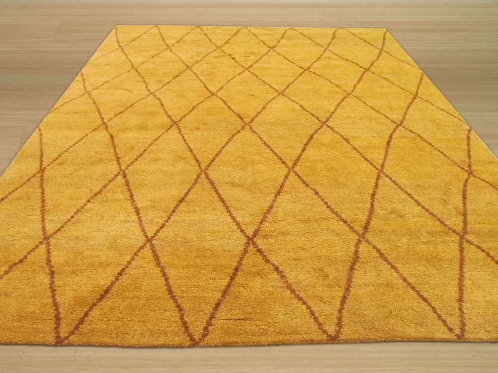Gold Transitional Trellis Moroccan Area Rug