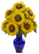 Sunflower Artificial Arrangement in Blue Garden Vase