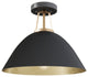 Farmhouse Gold Leaf Inside Semi Flush Mount Ceiling Light, Black