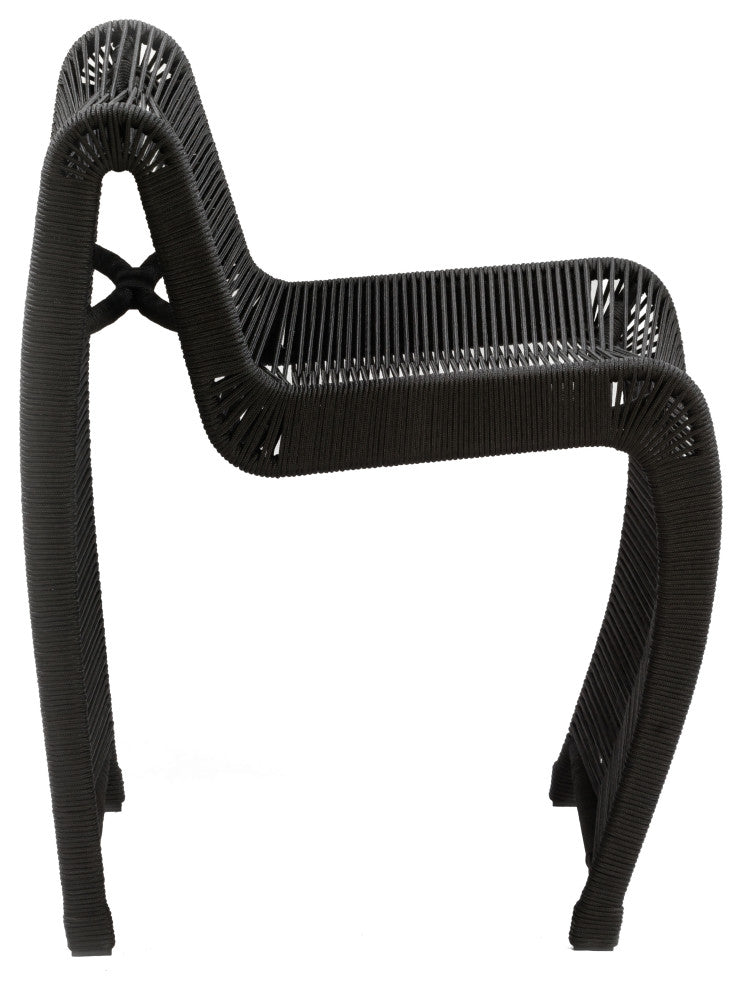24" Lorenzo Rope Counter Stool, Set of 2, Black