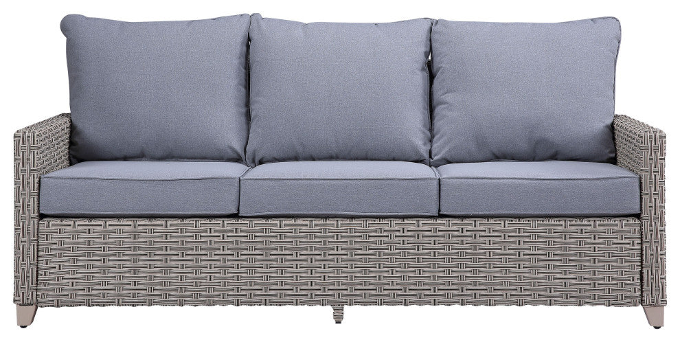 ACME Greeley 4PC Pack Patio Sofa Set in Gray Fabric & Gray Finish