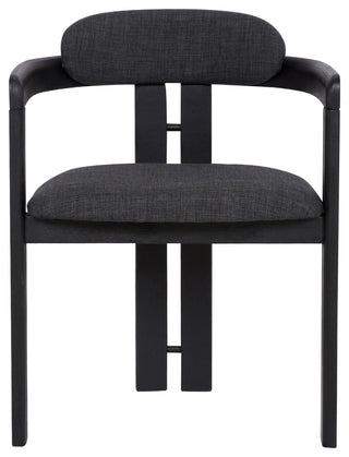 Jazmin Dining Chair in Black Brushed Wood Finish and Charcoal Fabric - Set of 2
