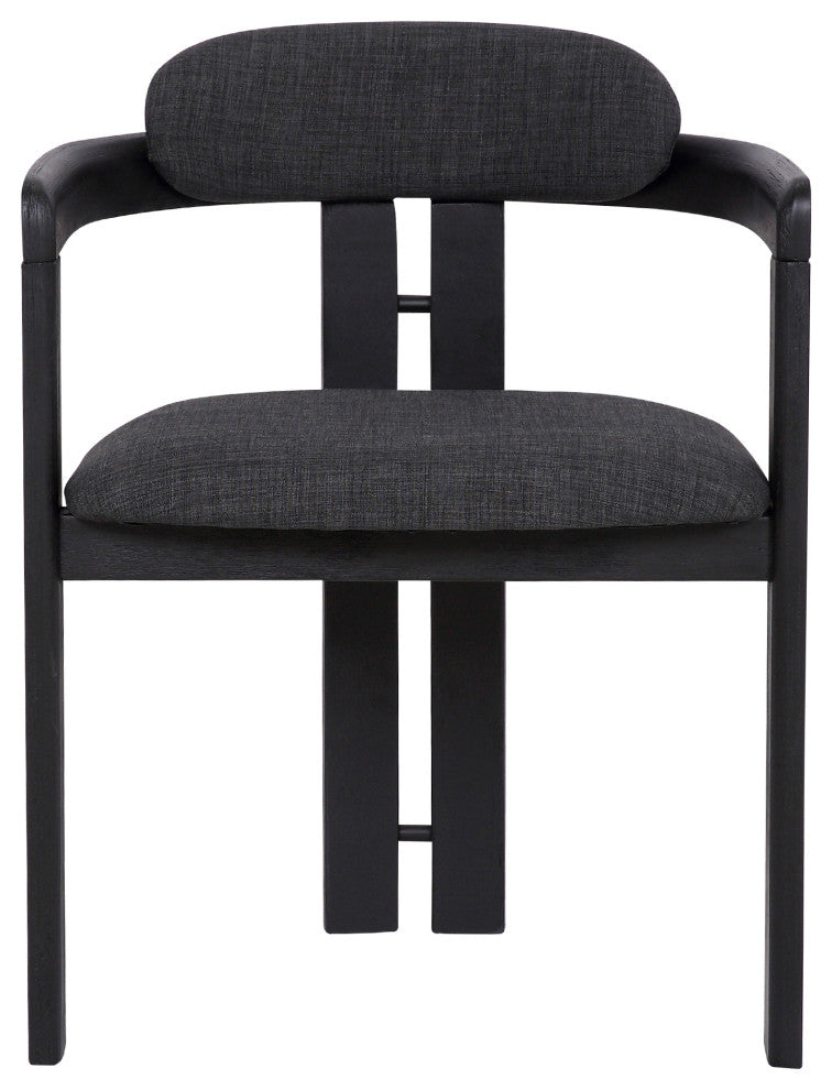 Jazmin Dining Chair in Black Brushed Wood Finish and Charcoal Fabric - Set of 2