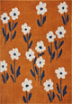 8" x 9" Orange and Ivory Flower Field Area Rug