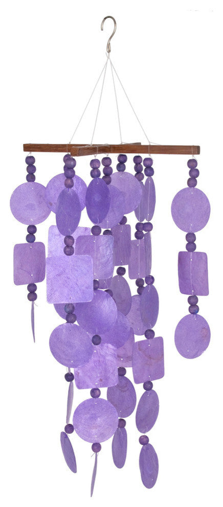 Purple Capiz Chime With Wood Beads