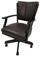 Classic Caster Swivel Dining Chair on Wheels, Solid Wood, Brown Vinyl - Natural