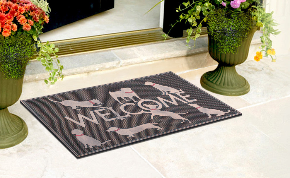 A1HC  Dogs Welcome Rubber Pin Mat, Beautifully Copper Finished 18"x30"