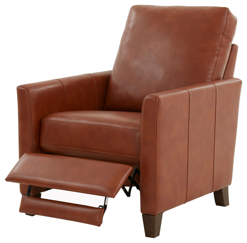 Penny Caramel Faux Leather Modern Recliner