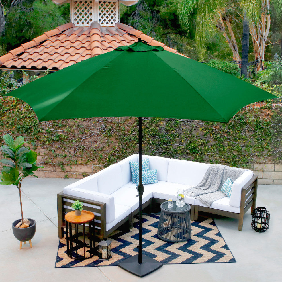 Astella 11' Round Table Patio Umbrella, Auto Crank Lift, Polyester, Hunter Green