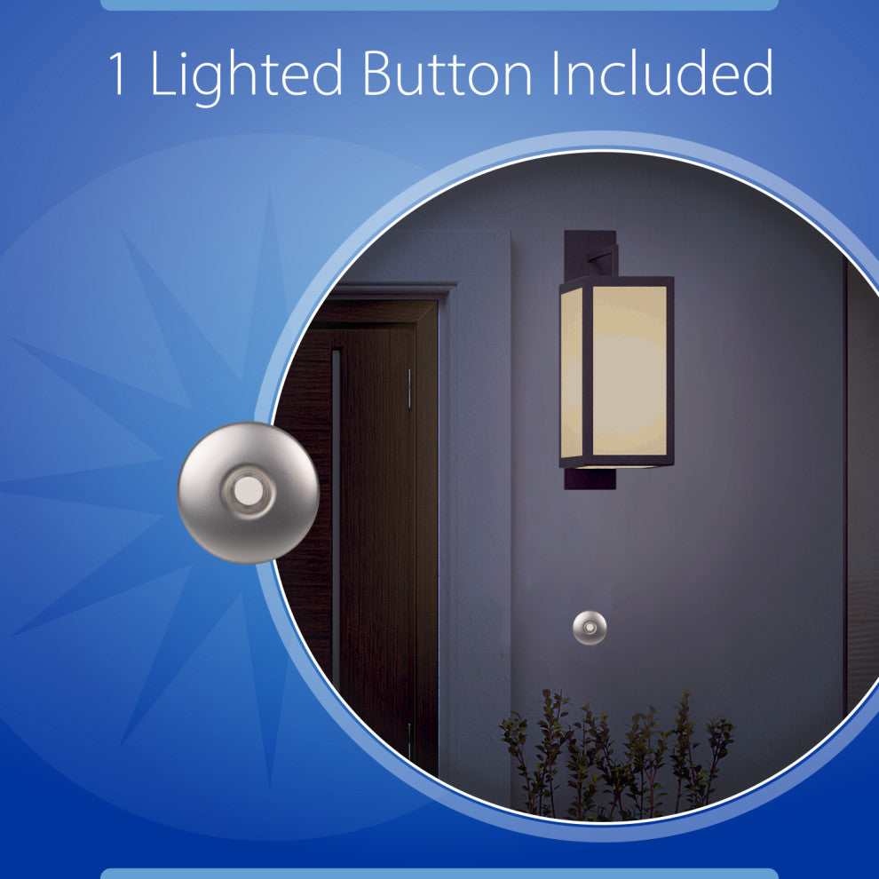 Single-Gang Electronic Door Chime Kit, Brushed Nickel Stucco Button