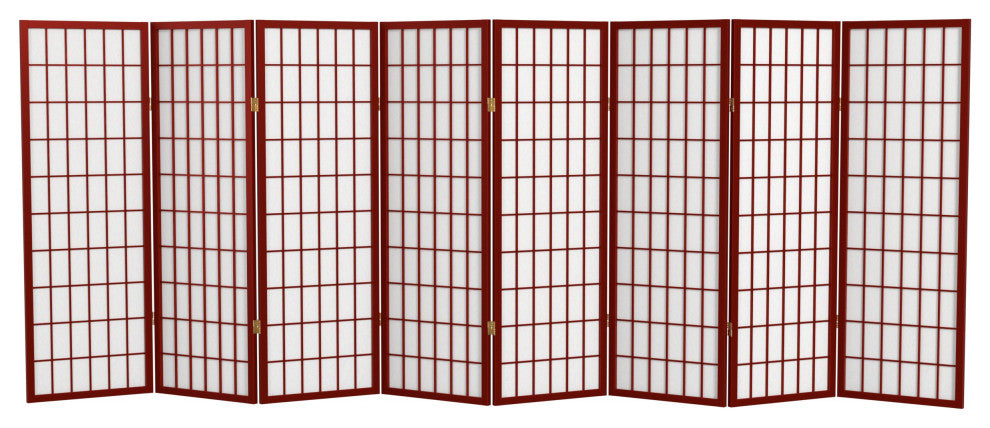 4' Tall Window Pane Shoji Screen, Rosewood, 8 Panels