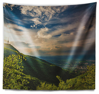 Vitosha Mountain over Sofia Bulgaria Landscape Wall Tapestry, 39"x32"