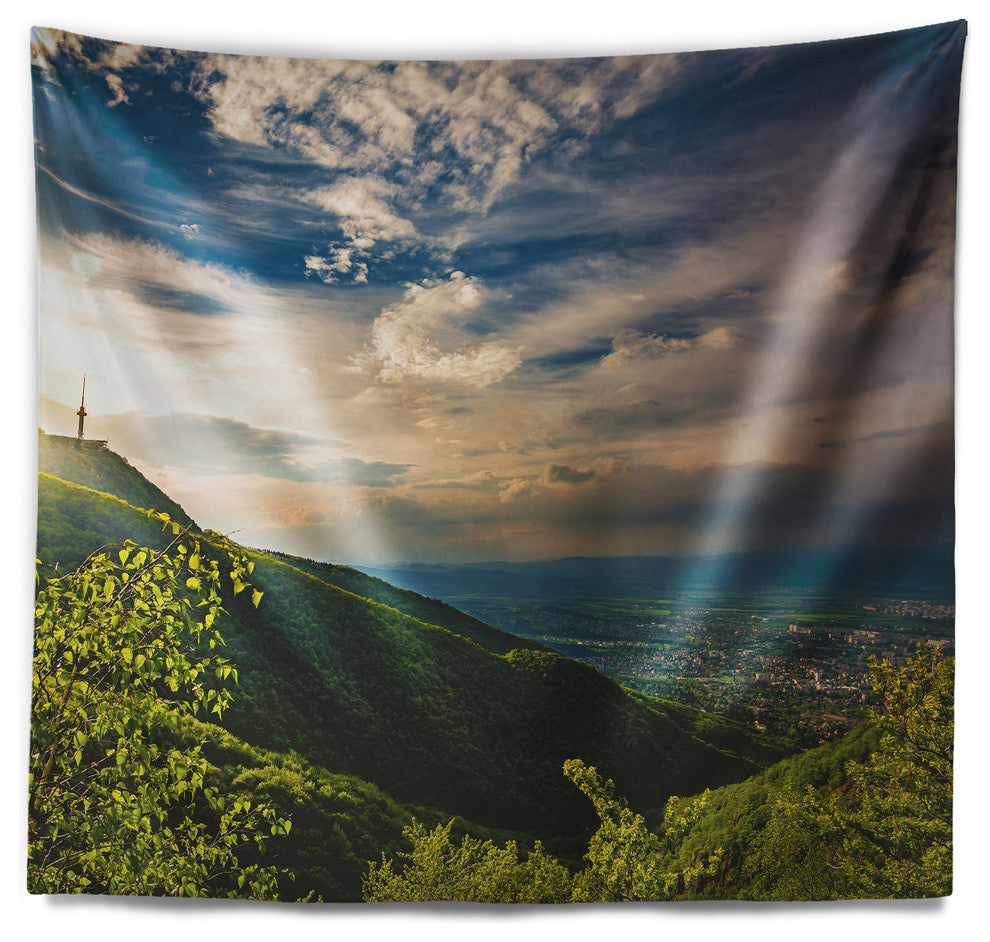 Vitosha Mountain over Sofia Bulgaria Landscape Wall Tapestry, 39"x32"