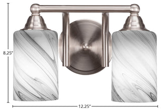 Paramount 2-Light Bath Bar, Brushed Nickel, 4" Onyx Swirl Glass