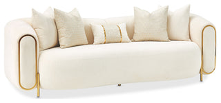 Sassani Chenille Sofa, Crepe/Gold