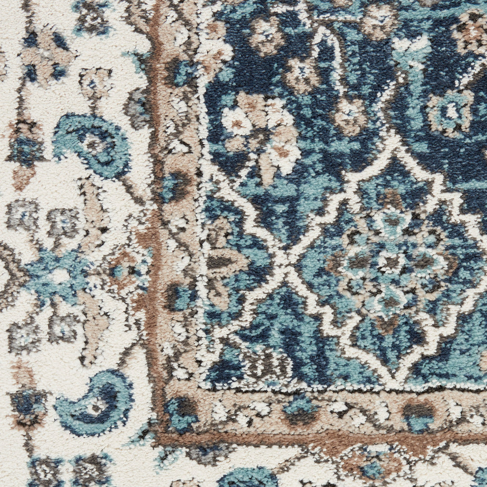 Nourison American Manor 5'3" x 7'3" Blue/Ivory Bordered Indoor Rug, Blue/Ivory, 8' Runner, Bordered