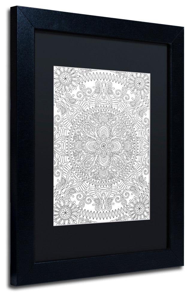 Hello Angel 'Mandala One' Art, Black Frame, Black Mat, 14x11