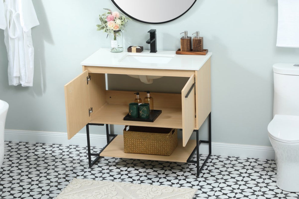 Sue 36" Single Bathroom Vanity, Maple