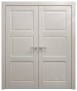 Interior Solid Double Doors 60x84 in| Ego 5010 Painted White Oak |Panel Frame