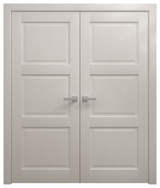Interior Solid Double Doors 60x84 in| Ego 5010 Painted White Oak |Panel Frame