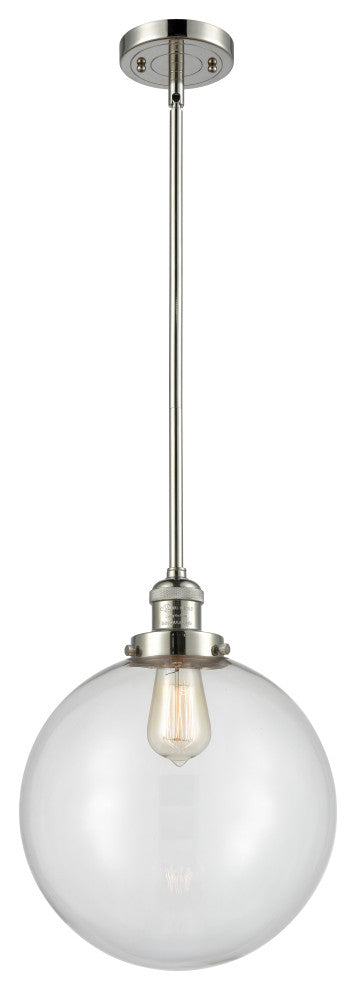 Beacon Mini Pendant, Polished Nickel, Clear
