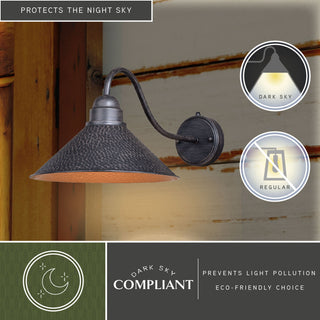 Outland 12" Long Arm Outdoor Wall Light Aged Iron and Light Gold