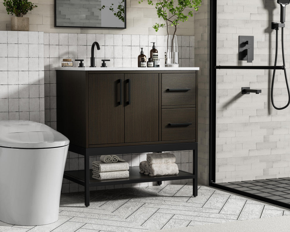 Home Living 32" Single Bathroom Vanity, Mocha Brown