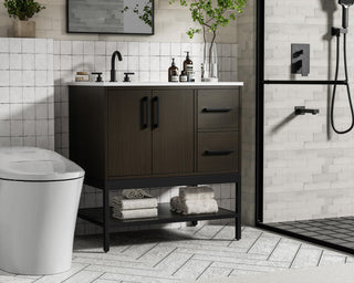 Home Living 32" Single Bathroom Vanity, Mocha Brown