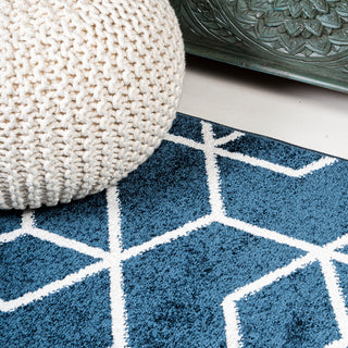 Tumbling Blocks Modern Geometric Navy/White 3'x5' Area Rug