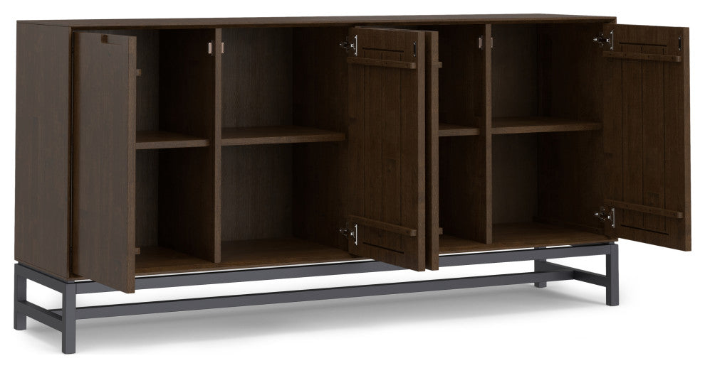 Banting Solid Hardwood 4 Door Sideboard Buffet, Walnut Brown