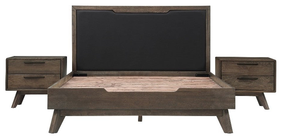 Armen Living Astoria 3-Piece Modern Wood Queen Bedroom Set in Brown