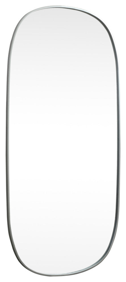 Home Living Metal Frame Oval Mirror 30x60 Inch, Silver