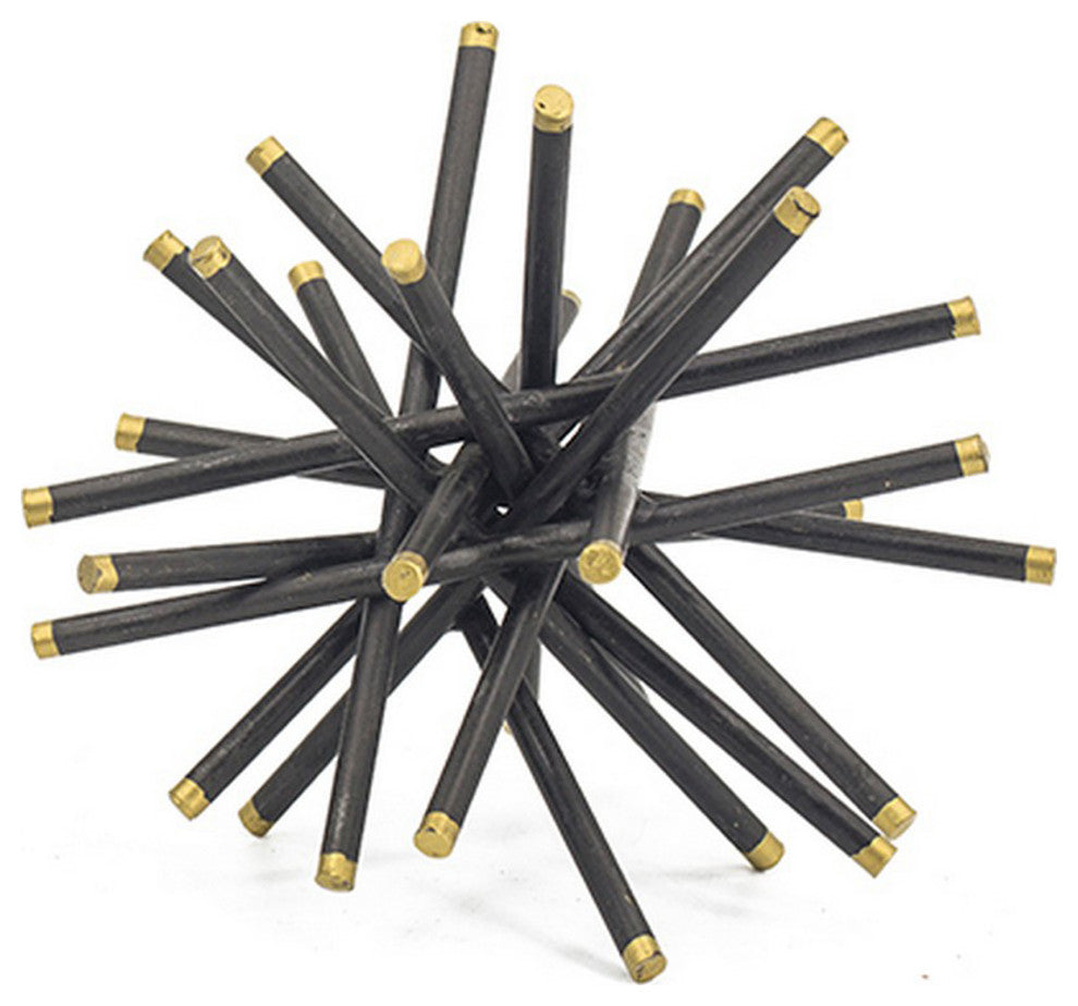 Benzara BM285282 11, 8, 6" Table Top Abstract Statuettes 3-Piece Set, Black Gold