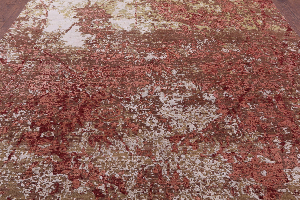 8' 9" X 11' 9" Wool & Silk Abstract Handmade Rug - Q13072