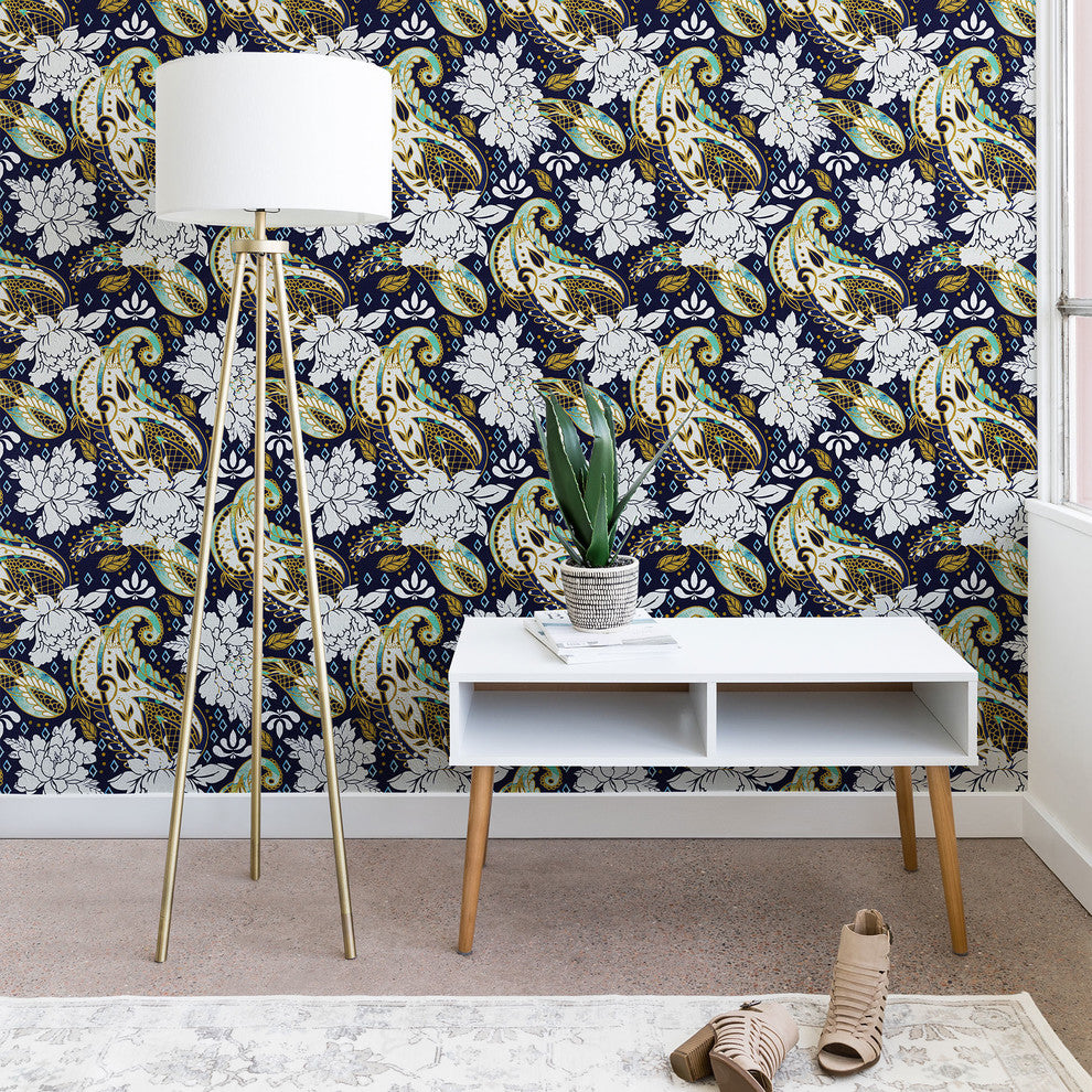 Deny Designs Marta Barragan Camarasa Paisley Bloom Wallpaper, Blue, 2'x4'