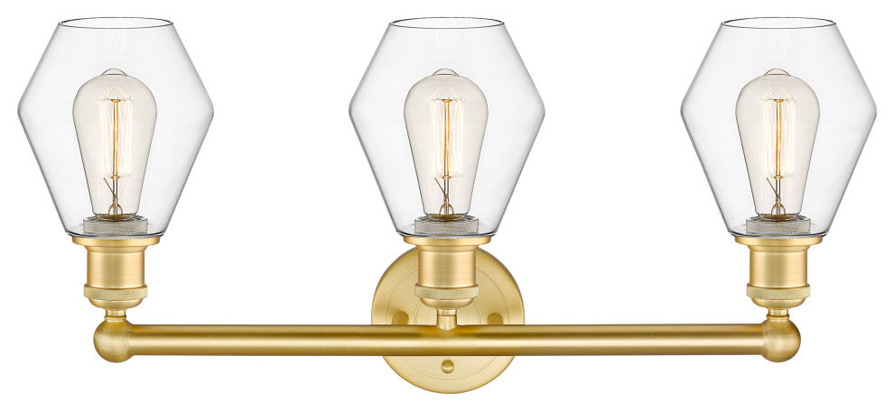 Cindyrella 3-Light 24" Bath Vanity Light, Satin Gold, Clear Shade