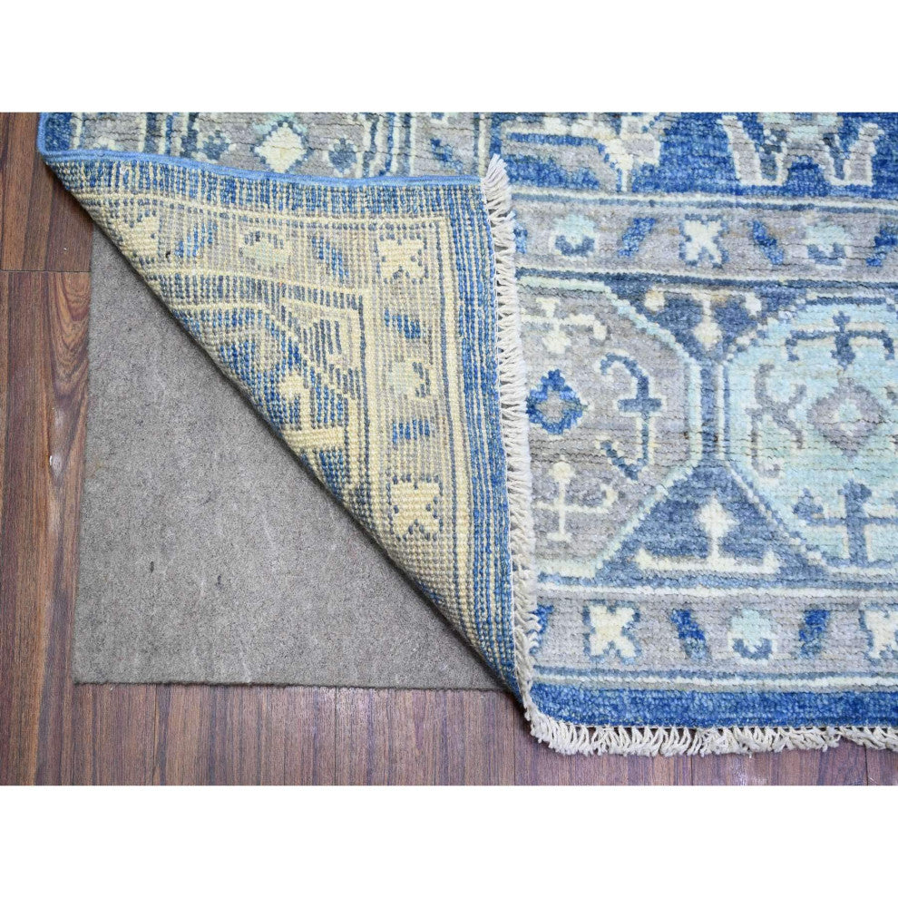 Steel Blue, Anatolian Village Inspired Soft Wool Hand Knotted Rug, 8'x10'1"
