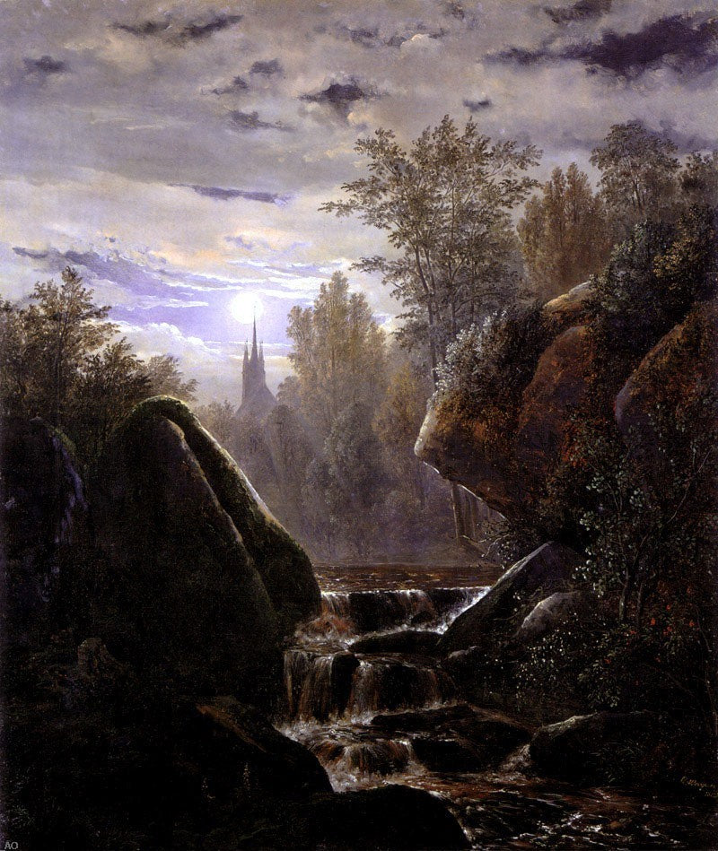 Carl Wagner A Moonlit Night, Gallery Wrapped Canvas Print, 20"x25"