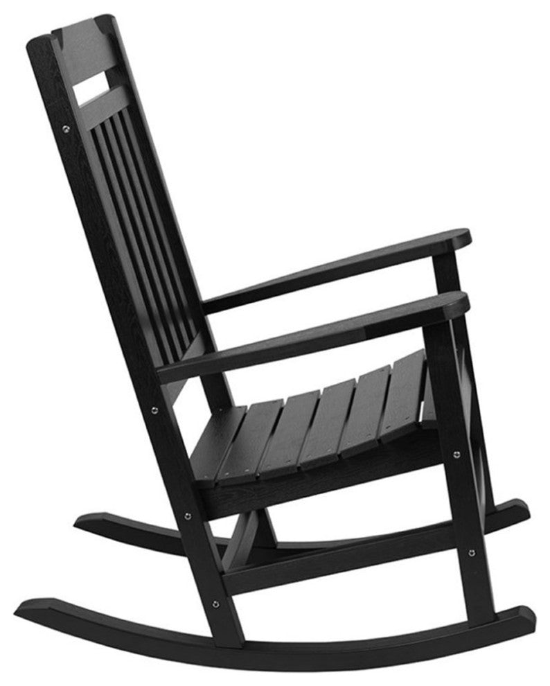 Flash Furniture Winston All-Weather Patio Rocking Chair in Black (Set of 2)