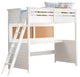 83" X 45" X 74" Twin White Poplar Wood Loft Bed With Desk