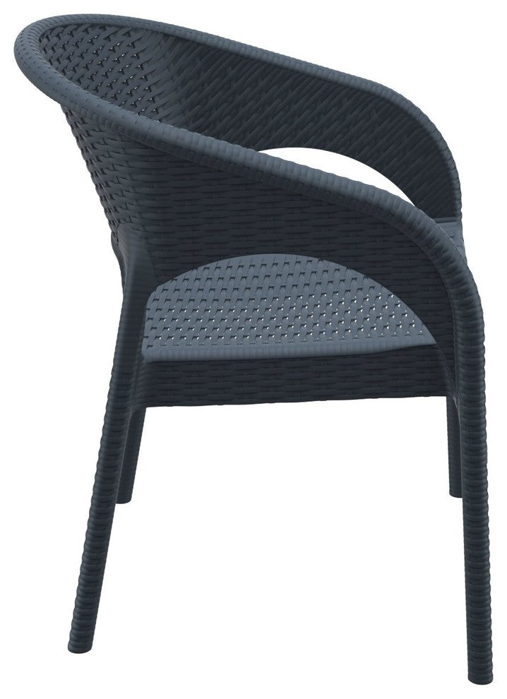Panama Resin Wickerlook Dining Arm Chair, Dark Gray, Set of 2
