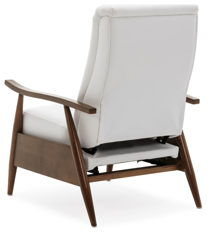 Solaris Wood Arm Push Back Recliner, Milky White